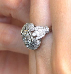 1 CT 925 Sterling Silver Cushion Cut Diamond Women Anniversary Ring