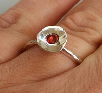 0.15 CT Round Cut Red Garnet 925 Sterling Silver Women Solitaire Anniversary Gift Ring