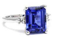 1 CT 925 Sterling Sliver Sapphire Emerald Cut Diamond Engagement Ring