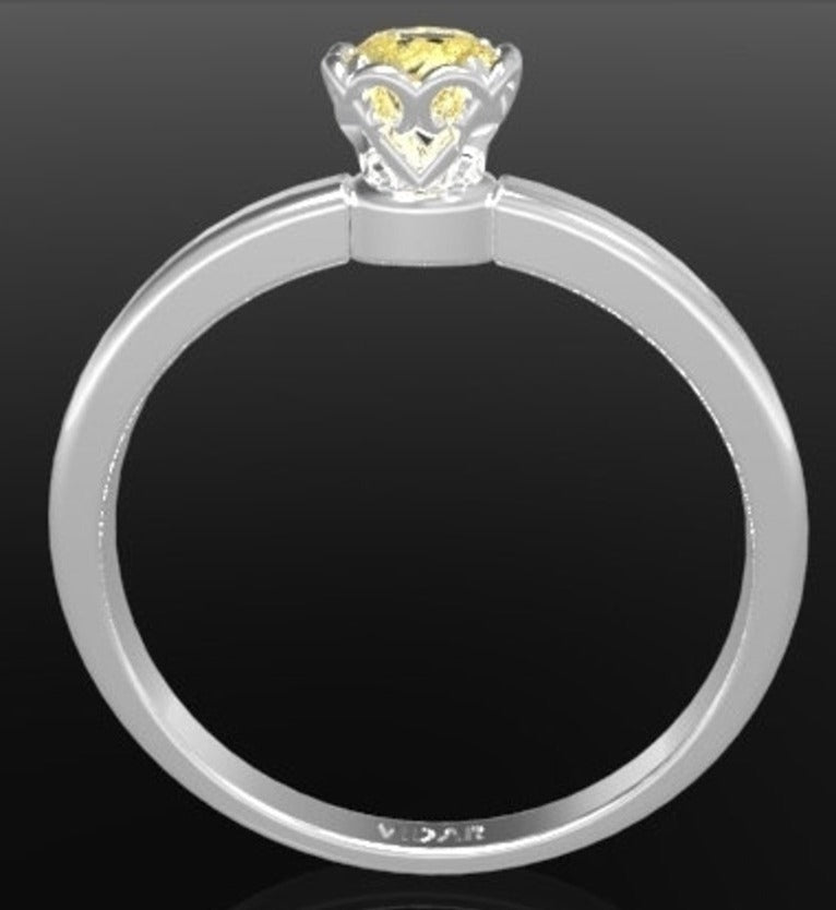 1 CT Round Cut Yellow Citrine Diamond 925 Sterling Silver Unique Engagement Solitaire Flower Ring