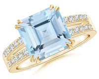 2 CT Princess Cut Blue Aquamarine Diamond 925 Sterling Silver Unisex Anniversary Halo Ring