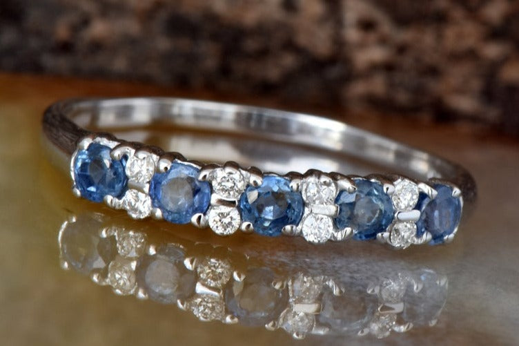 1 CT 925 Sterling Silver Sapphire Round Cut Diamond Women Engagement Ring