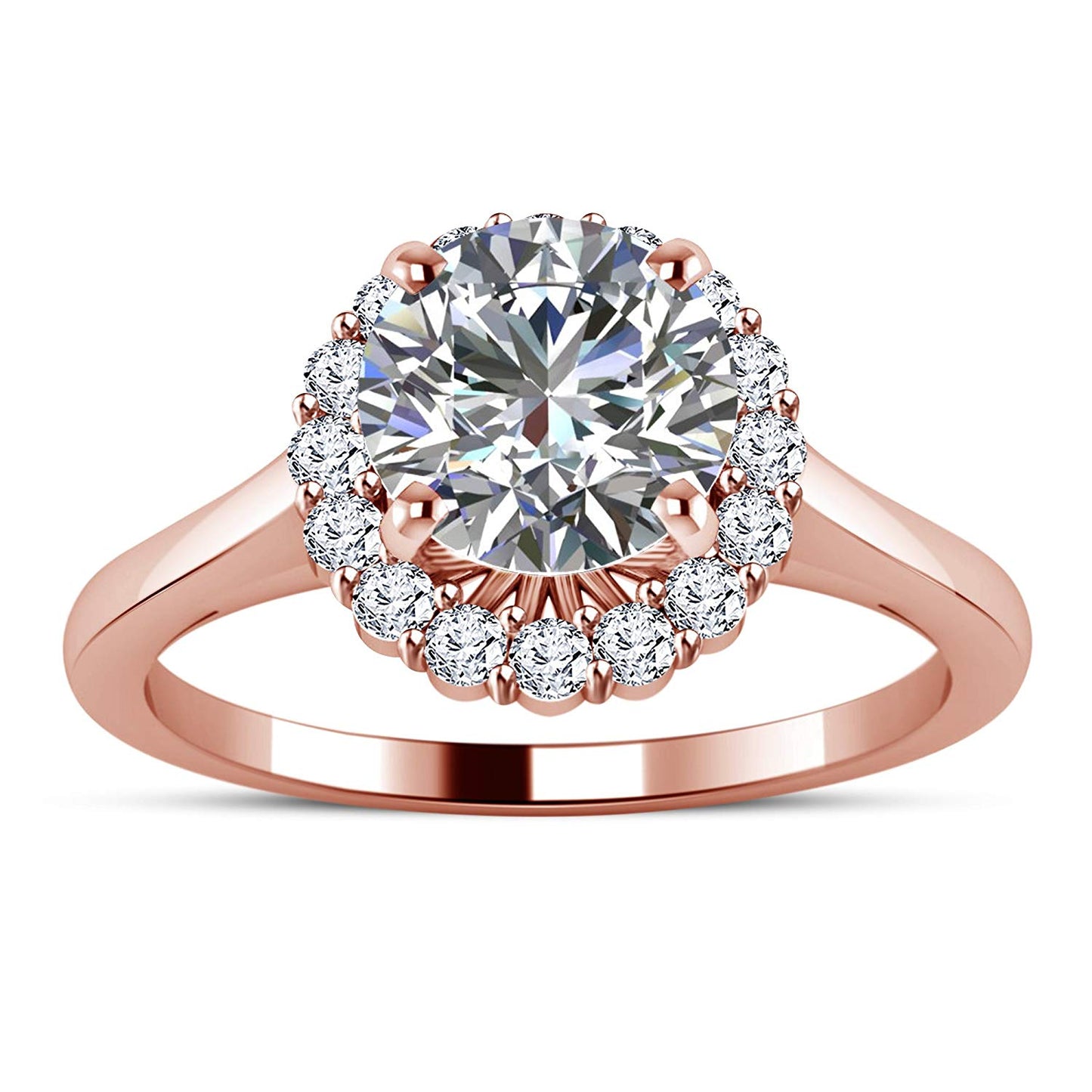 atjewels White CZ 18K Rose Gold Over Sterling Silver Solitaire With Accents Ring For Women's MOTHER'S DAY SPECIAL OFFER - atjewels.in
