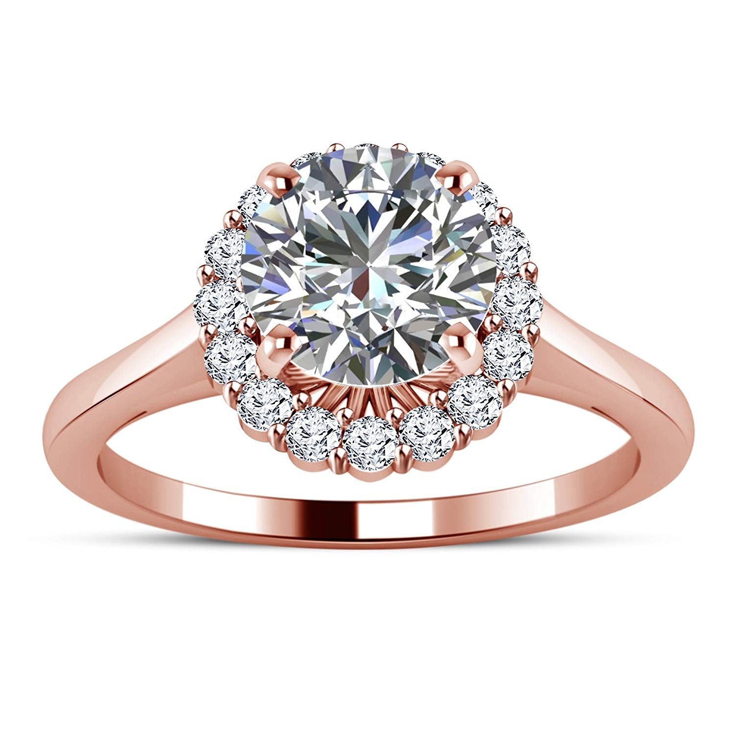atjewels White CZ 18K Rose Gold Over Sterling Silver Solitaire With Accents Ring For Women's MOTHER'S DAY SPECIAL OFFER - atjewels.in