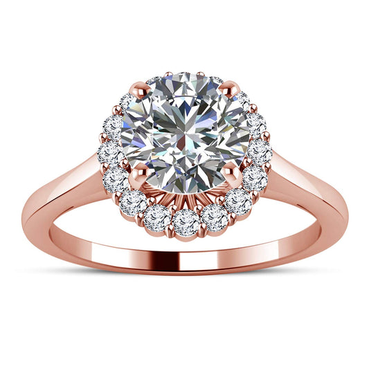 atjewels White CZ 18K Rose Gold Over Sterling Silver Solitaire With Accents Ring For Women's MOTHER'S DAY SPECIAL OFFER - atjewels.in