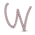 Mothers Day 14K Rose Gold Over .925 Sterling Silver White Cubic Zirconia Alphabet W Letter Pendant Pave Set - atjewels.in