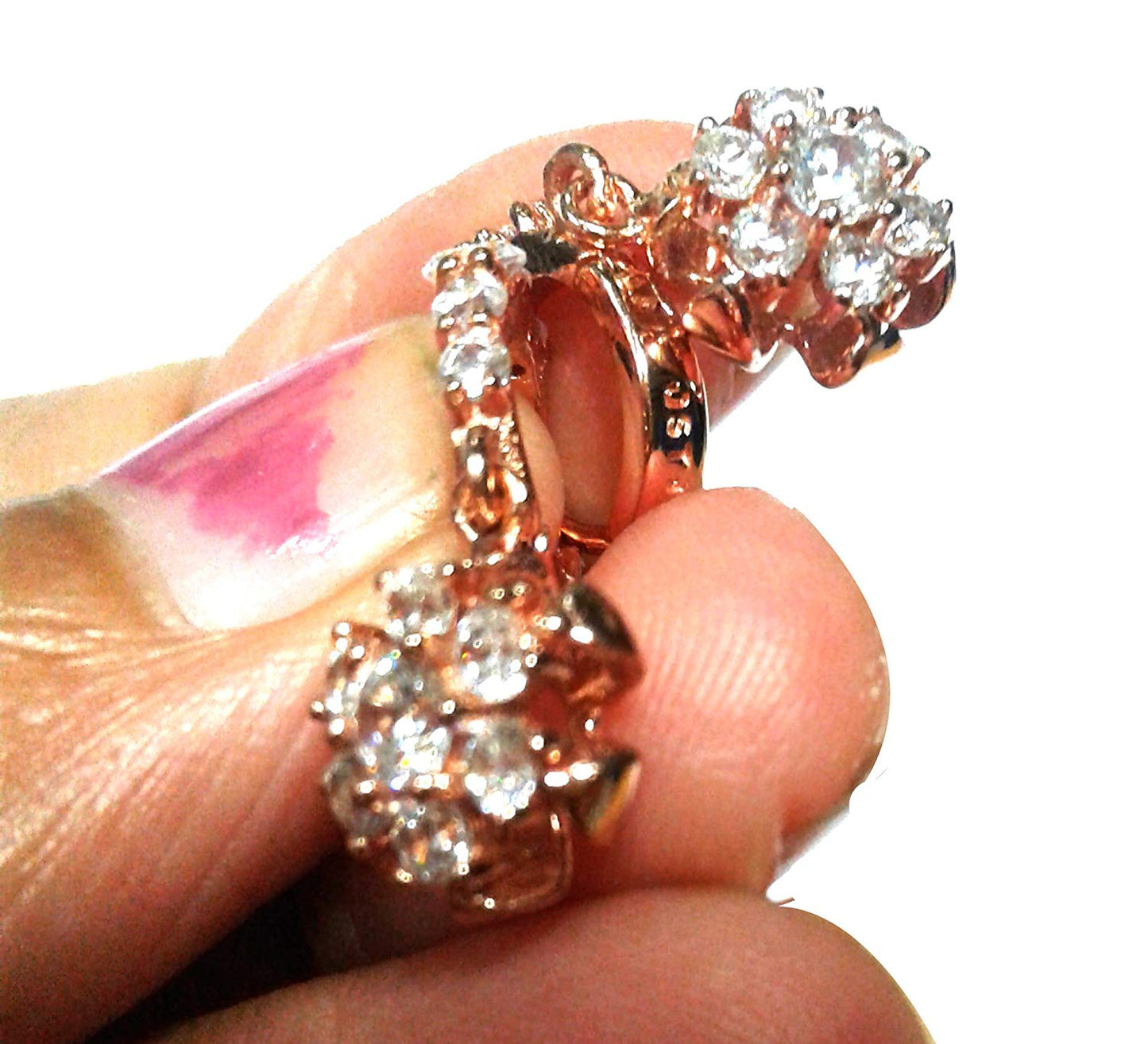 atjewels Round Cut White CZ 14k Rose Gold Over 925 Sterling Silver Drop Dangle Earrings For Girl's and Women's For MOTHER'S DAY SPECIAL OFFER - atjewels.in