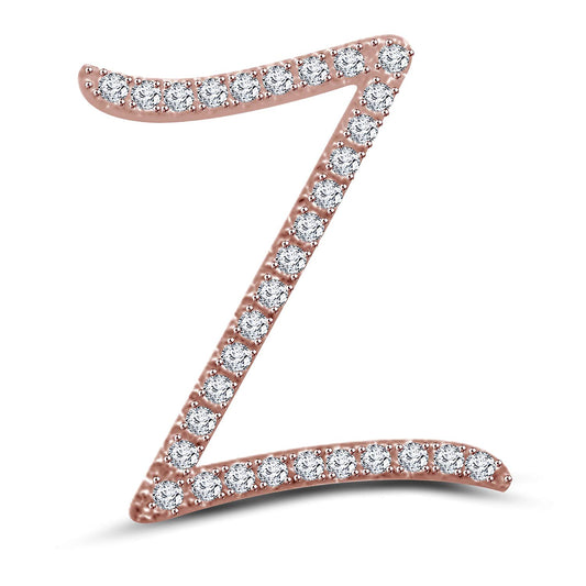 Mothers Day 14K White Gold Over .925 Sterling Silver White Cubic Zirconia Alphabet Z Letter Pendant Pave Set - atjewels.in