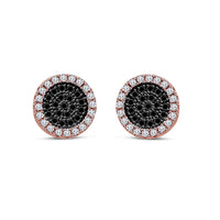 atjewels 18k Rose Gold Plated on 925 Sterling Silver Round White and Black CZ Anniversary Stud Earrings MOTHER'S DAY SPECIAL OFFER - atjewels.in