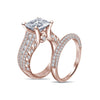 Princess Cut White Cubic Zirconia Diamond 14K Gold Over 925 Sterling Silver Solitaire W/Accents Engagement Wedding Anniversary Band Ring Set For Women's - atjewels.in
