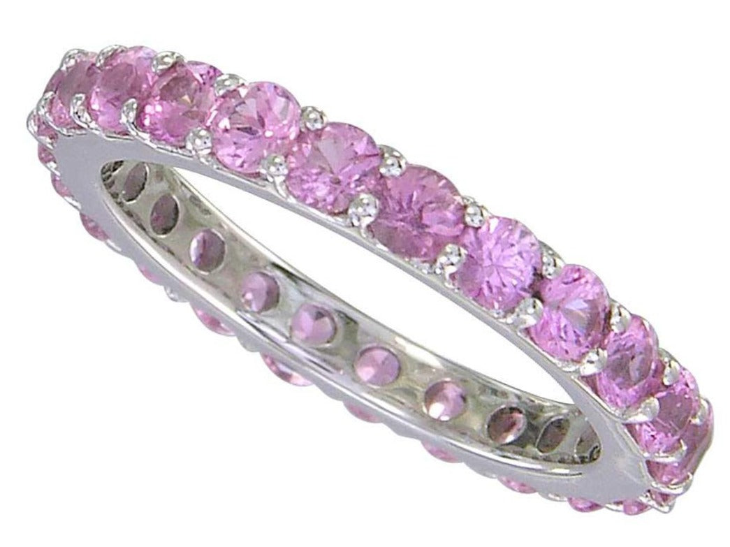 1 CT Round Cut Pink Sapphire 925 Sterling Silver Women Anniversary Band Ring Gift For Her - atjewels.in