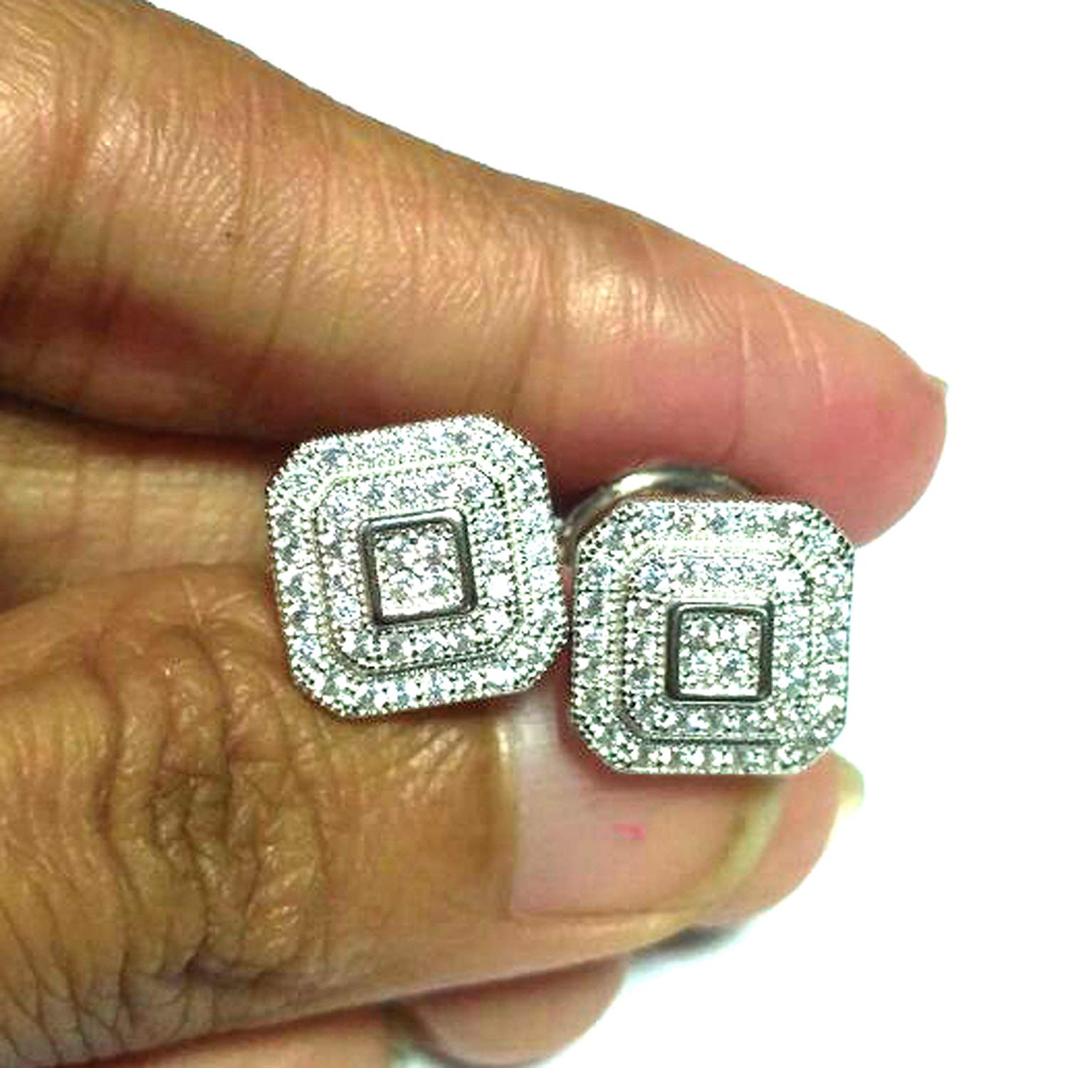 atjewels .925 Sterling silver Round Cut White Cubic Zircon Pair Of Hexagon Shape Cufflink For Men MOTHER'S DAY SPECIAL OFFER - atjewels.in