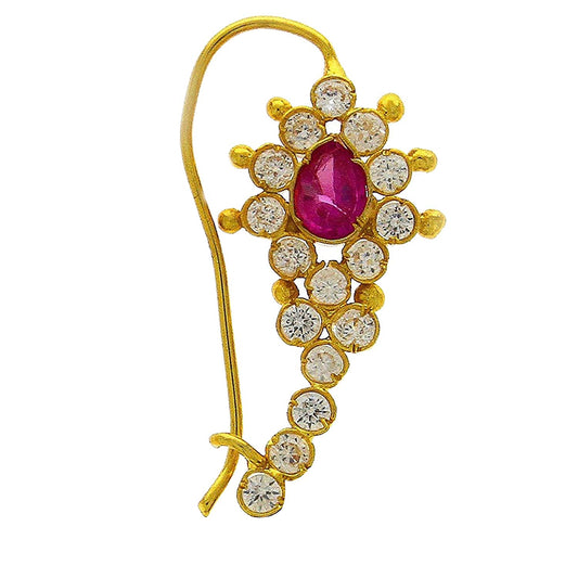 atjewels Attractive .925 Sterling Silver With Pink Sapphire & White Cubic Zrconia Maharashtrian Nath MOTHER'S DAY SPECIAL OFFER - atjewels.in