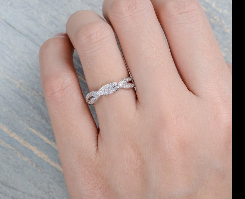 0.75 Ct Round Cut White Diamond Infinity Promise Gift Ring In 925 Sterling Silver