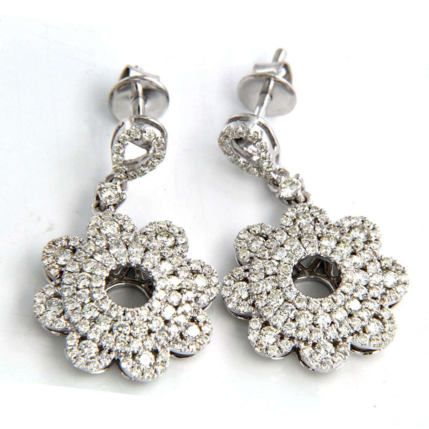 atjewels 14K White Gold Over on .925 Sterling Silver Round Cut White CZ Drop & Dangle Earrings MOTHER'S DAY SPECIAL OFFER - atjewels.in