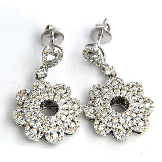 atjewels 14K White Gold Over on .925 Sterling Silver Round Cut White CZ Drop & Dangle Earrings MOTHER'S DAY SPECIAL OFFER - atjewels.in