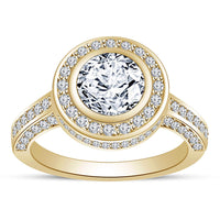 atjewels 18K Yellow Gold Over Solid 925 Sterling Silver Round Cut White CZ Solitaire with Accents Ring Free Size MOTHER'S DAY SPECIAL OFFER - atjewels.in