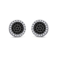 atjewels 18k White Gold Plated on 925 Sterling Silver Round White and Black CZ Anniversary Stud Earrings MOTHER'S DAY SPECIAL OFFER - atjewels.in