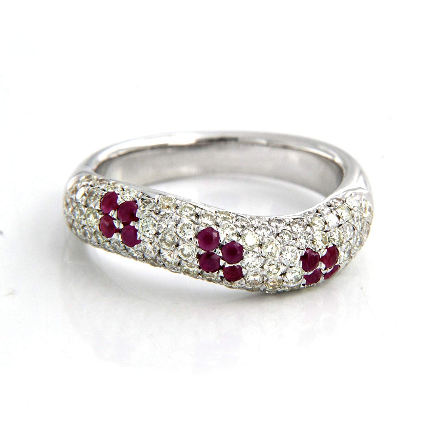 atjewels 18K Gold Over .925 Sterling Silver Red Ruby and White Cubic Zirconia Dome Pave Ring For Women's MOTHER'S DAY SPECIAL OFFER - atjewels.in