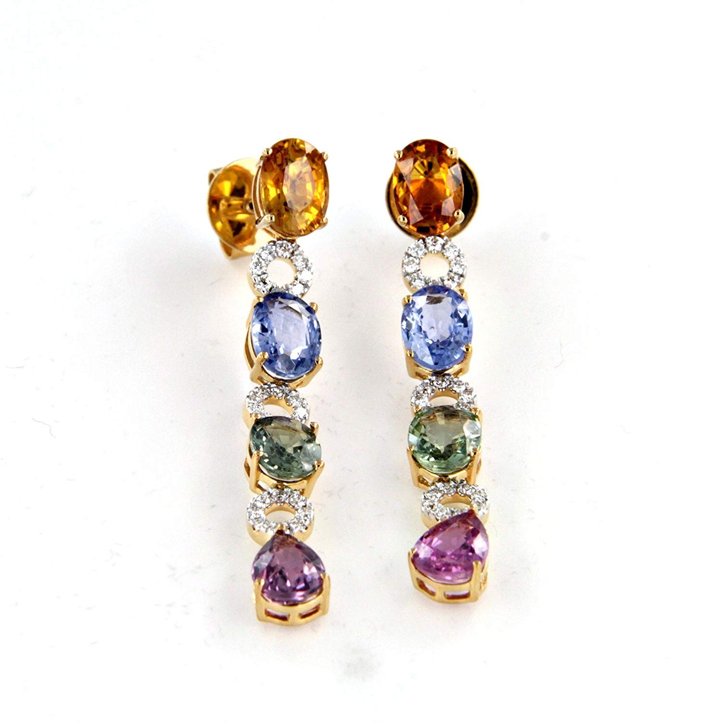 atjewels 14K Yellow Gold Over on .925 Sterling Silver Multicolor Diamond Dangle and Drop atjewels 14K Yellow Gold Over .925 Sterling Silver Round Cut Pink Sapphire Drop & Dangle Fancy Party Wear Earrings for Girls and Women MOTHER'S DAY SPECIAL OFFER - atjewels.in