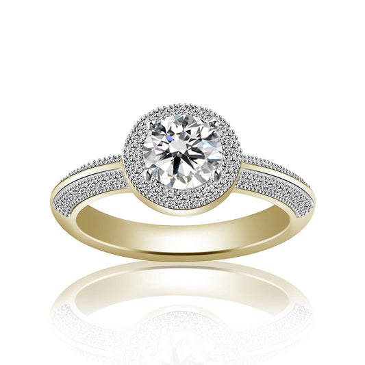 atjewels 14K Yellow Gold Plated On 925 Silver Round White CZ Solitaire Engagement Ring MOTHER'S DAY SPECIAL OFFER - atjewels.in