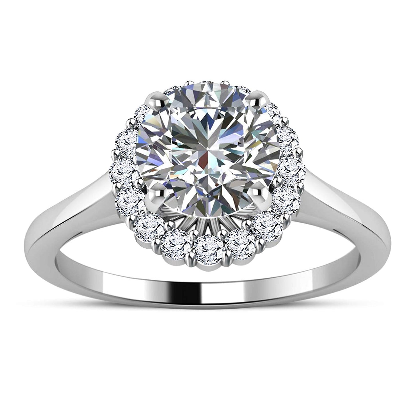 atjewels White CZ 18K White Gold Over Sterling Silver Solitaire With Accents Ring For Women's MOTHER'S DAY SPECIAL OFFER - atjewels.in
