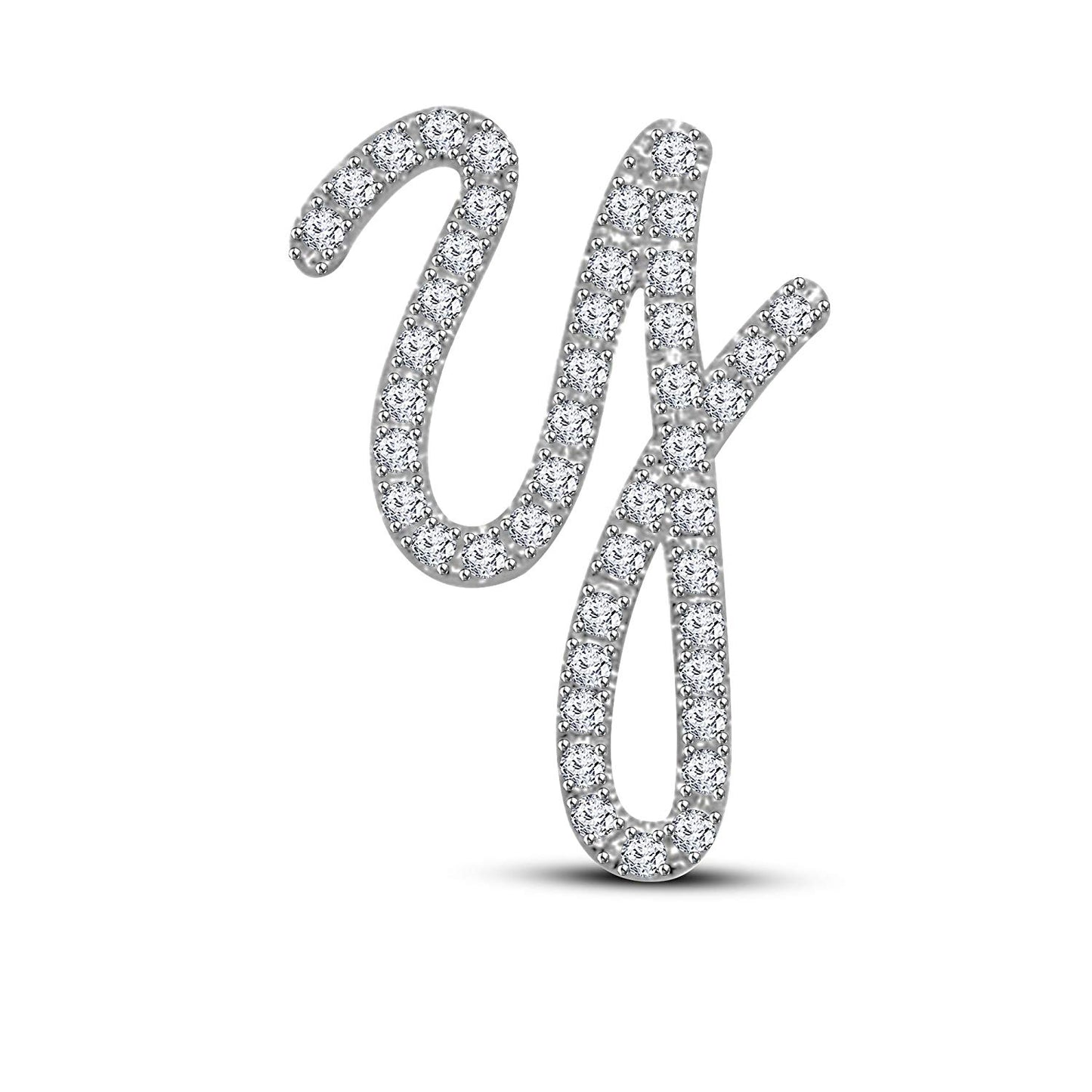Mothers Day 14K White Gold Over .925 Sterling Silver White Cubic Zirconia Alphabet Y Letter Pendant Pave Set - atjewels.in