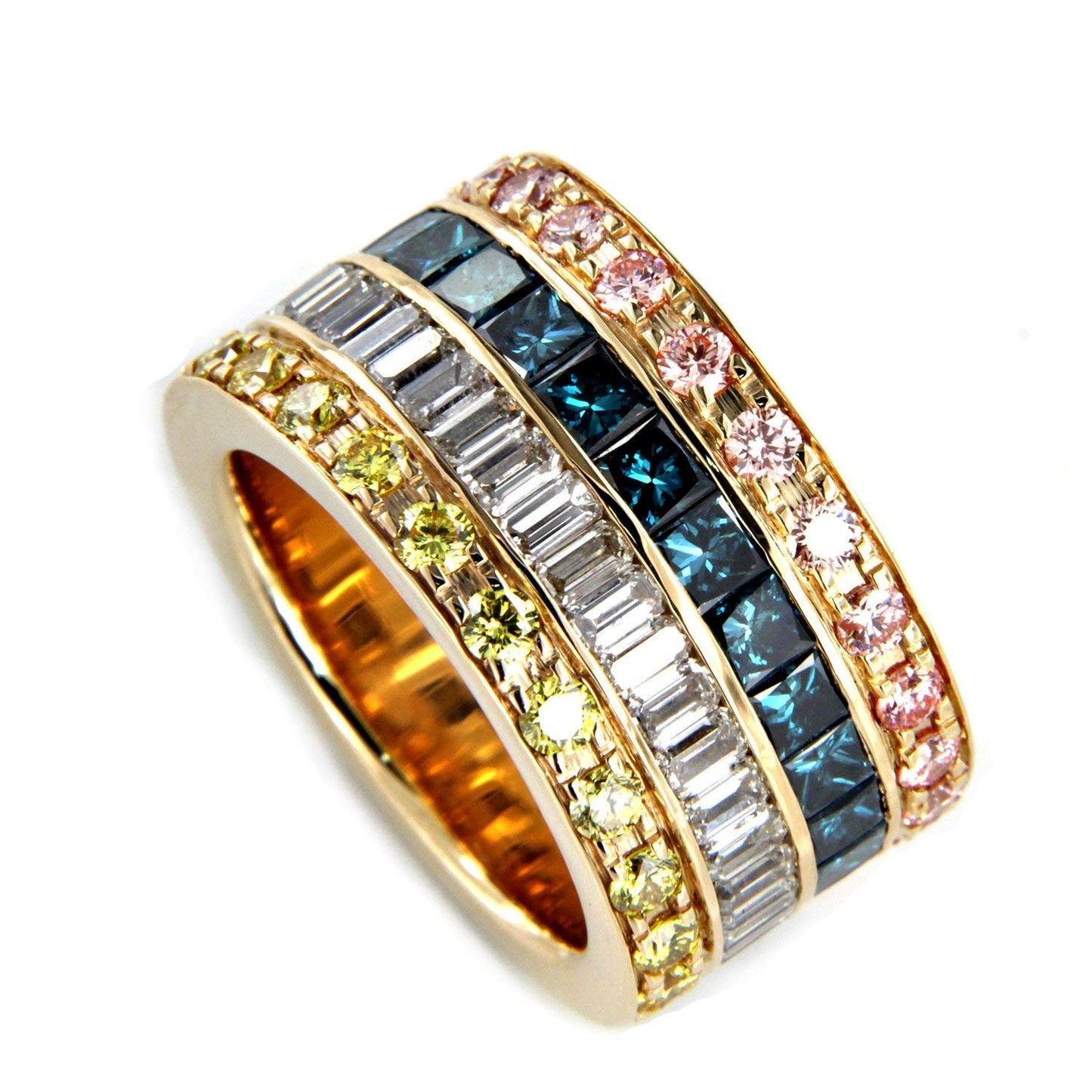 atjewels 14K Yellow Gold Over .925 Sterling Silver Multicolor Stone Eternity Band Ring For Free Shipping MOTHER'S DAY SPECIAL OFFER - atjewels.in