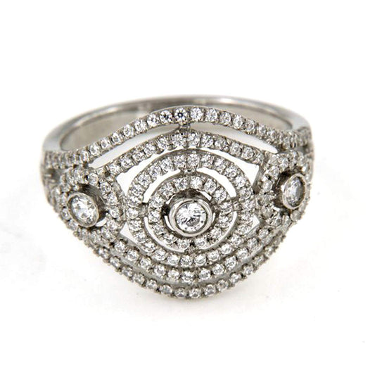 atjewels 18K White Gold Over .925 Sterling Silver Round White Cubic Zirconia Engagement Ring For Women's MOTHER'S DAY SPECIAL OFFER - atjewels.in