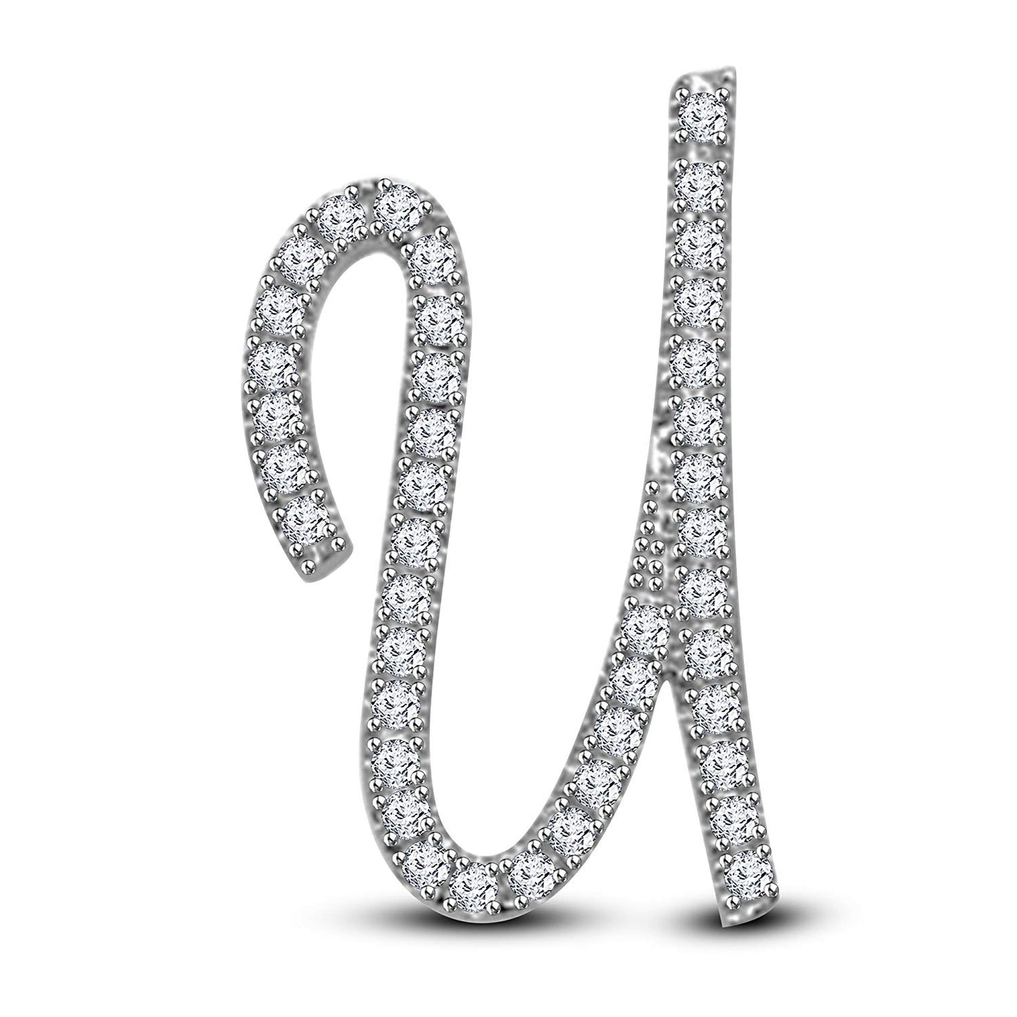 Mothers Day 14K Yellow Gold Over .925 Sterling Silver White Cubic Zirconia Alphabet U Letter Pendant Pave Set - atjewels.in