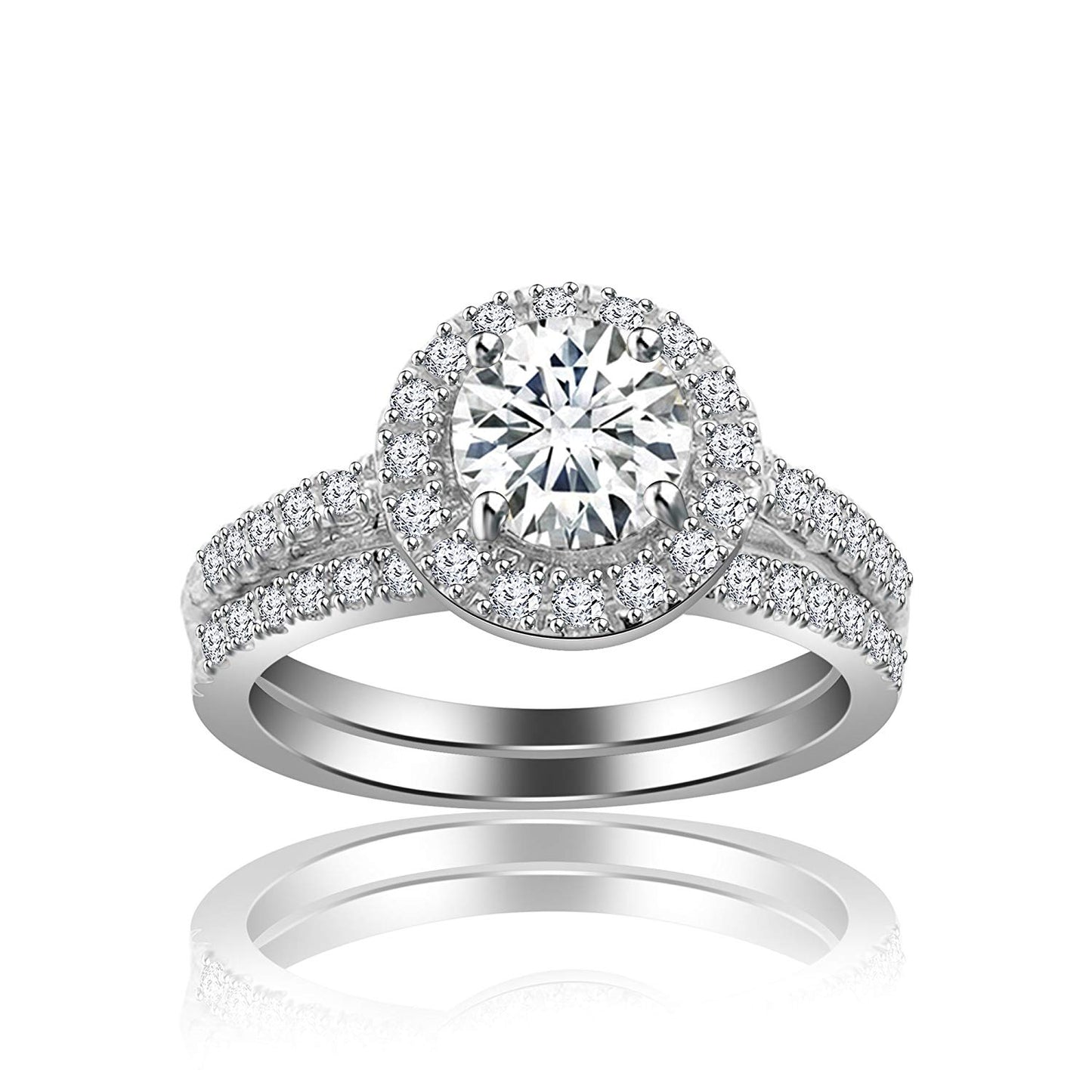 atjewels 14K Rose Gold Over 925 Sterling Silver Round White CZ Bridal Ring set MOTHER'S DAY SPECIAL OFFER - atjewels.in