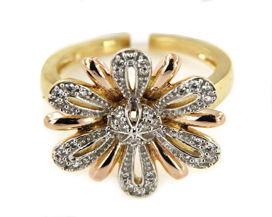 atjewels 14K Yellow Gold Over 925 Silver 0.67 TCW with Round White CZ Flower Wedding Ring MOTHER'S DAY SPECIAL OFFER - atjewels.in