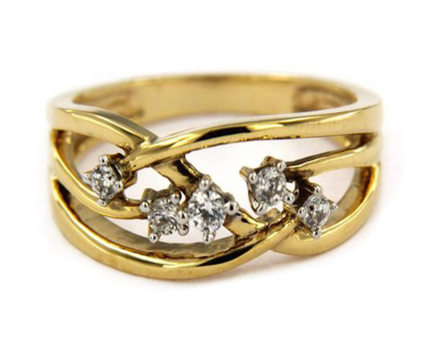 atjewels 0.35 TCW with Round White Cubic Zirconia With 14K Yellow Gold Over 925 Sterling Silver Bypass Flower Ring MOTHER'S DAY SPECIAL OFFER - atjewels.in