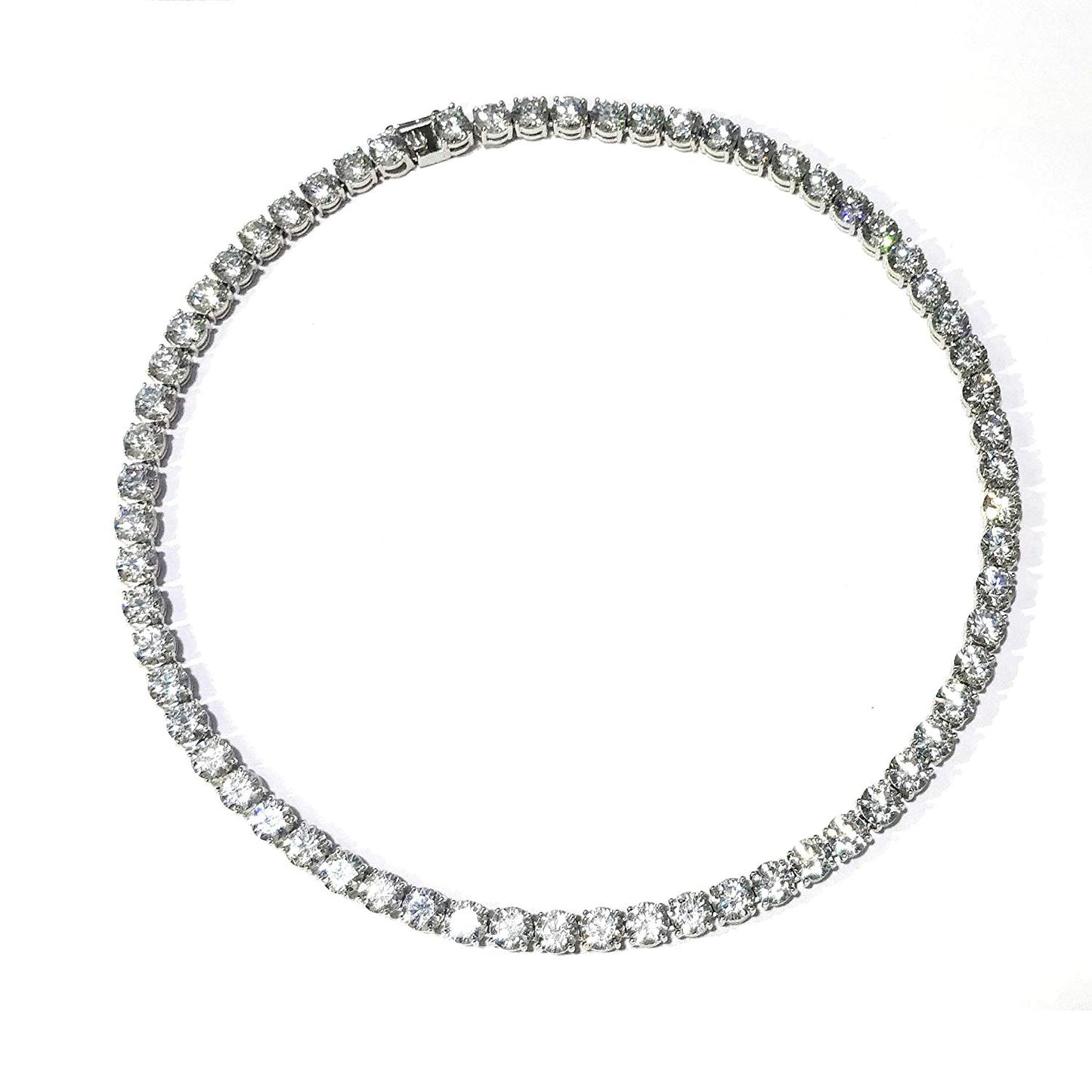 ATJewels 50 CT Round Cut Cubic Zirconia Solid 14k White Gold Over Unisex Tennis 16" Necklace - atjewels.in