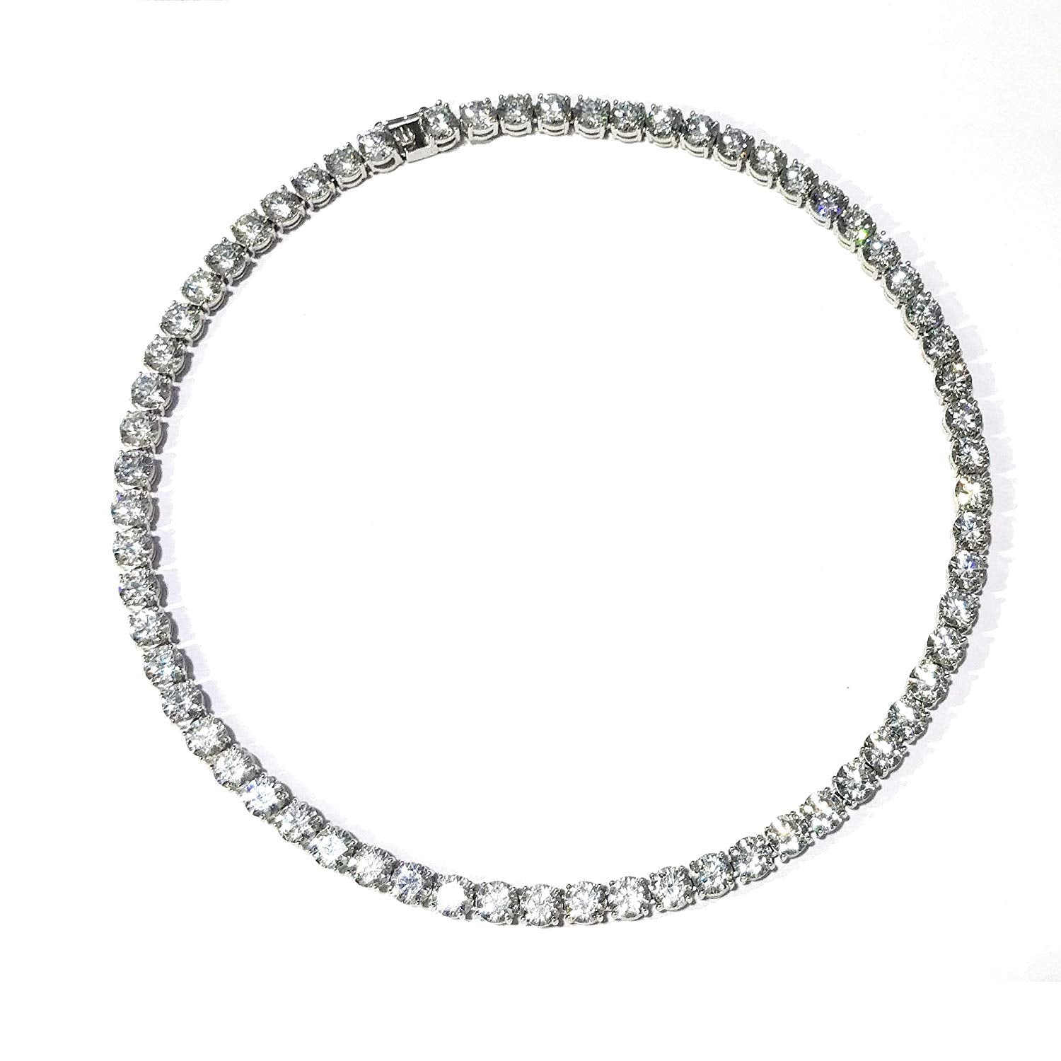 ATJewels 50 CT Round Cut Cubic Zirconia Solid 14k White Gold Over Unisex Tennis 16" Necklace - atjewels.in