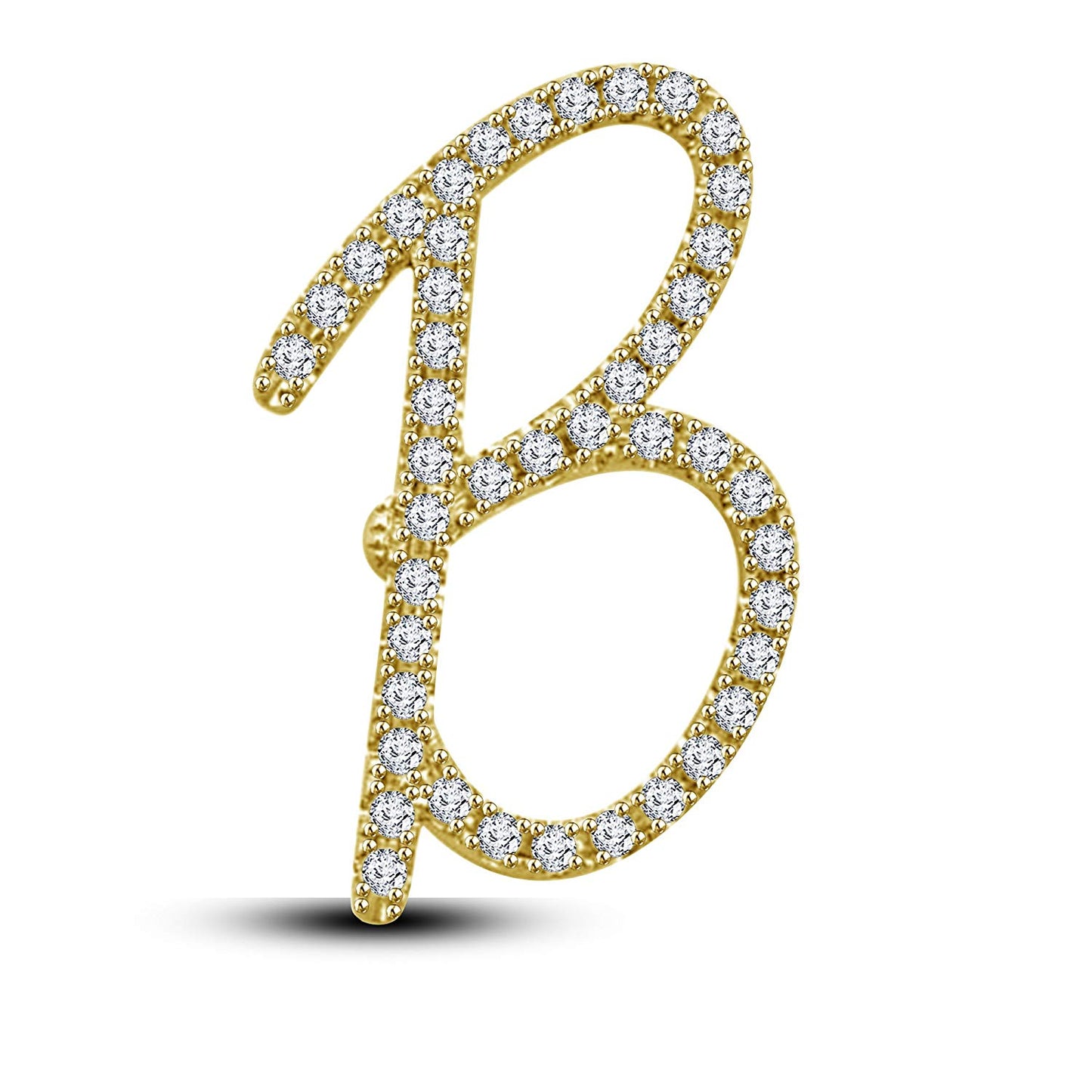 Mothers Day 14K White Gold Over .925 Sterling Silver White Cubic Zirconia Alphabet B Letter Pendant Pave Set - atjewels.in