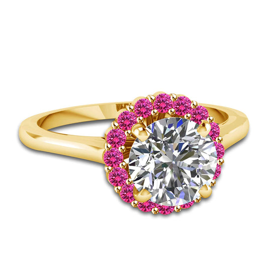 atjewels White CZ 18K Yellow Gold Over Sterling Silver Solitaire With Accents Ring For Women's MOTHER'S DAY SPECIAL OFFER - atjewels.in