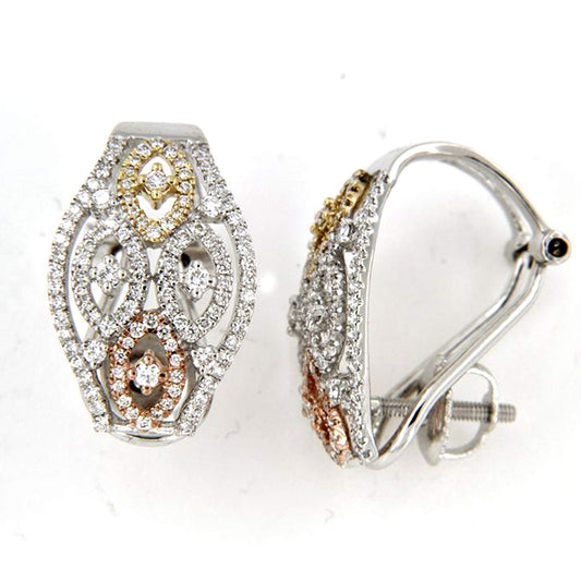 atjewels 18k Gold Plated 925 Sterling Silver Round Cut White Diamond Omega Back Hoop Earrings MOTHER'S DAY SPECIAL OFFER - atjewels.in