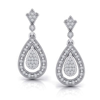 atjewels 14K White Gold Over .925 Silver Round Cut Dangle & Drop Earrings For Women's MOTHER'S DAY SPECIAL OFFER - atjewels.in