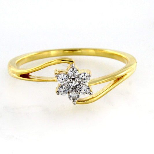atjewels 18K Yellow Gold Plated On 925 Sterling Silver Round Zirconia Flower Ring MOTHER'S DAY SPECIAL OFFER - atjewels.in