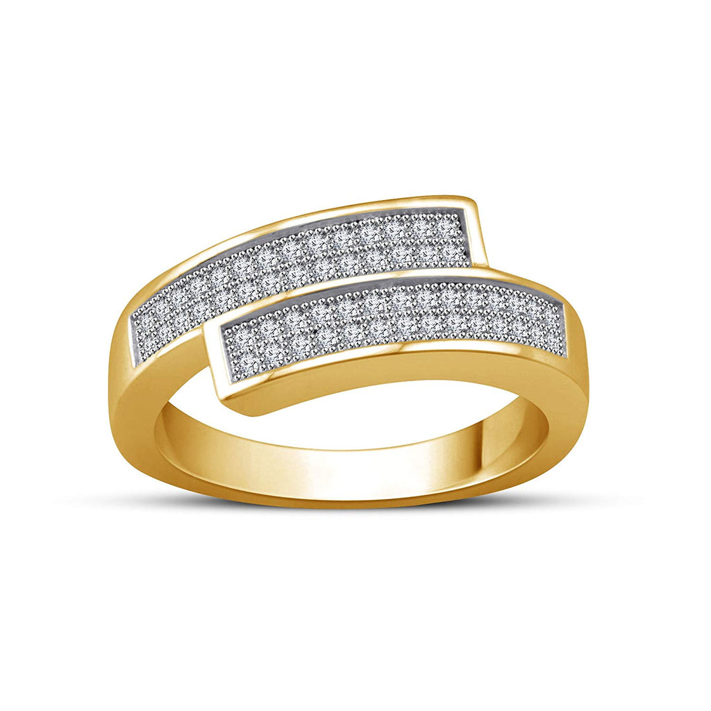 atjewels White Cubic Zirconia in 14K Yellow Gold Over 925 Sterling Silver Band Ring MOTHER'S DAY SPECIAL OFFER - atjewels.in