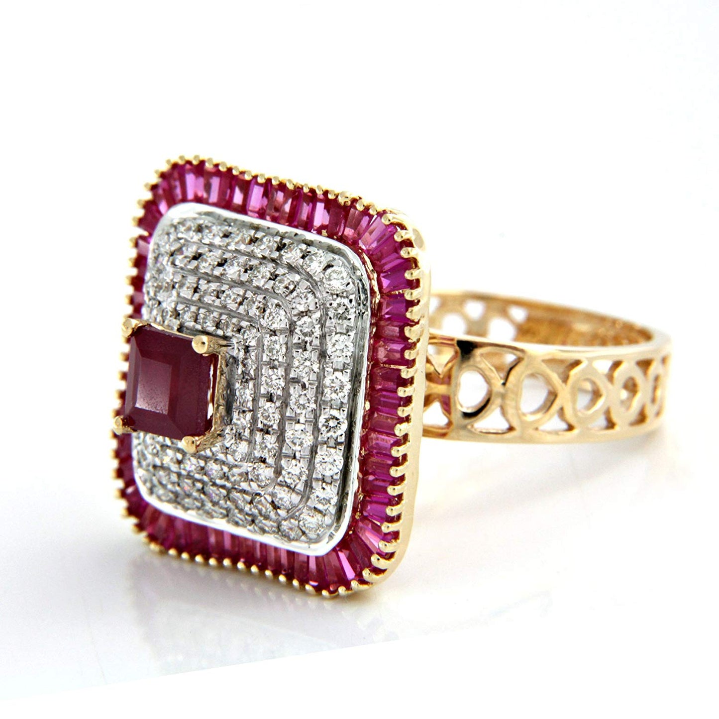 atjewels 18K Two tone Gold Over .925 Silver Red Ruby and White Zirconia Engagement Ring MOTHER'S DAY SPECIAL OFFER - atjewels.in