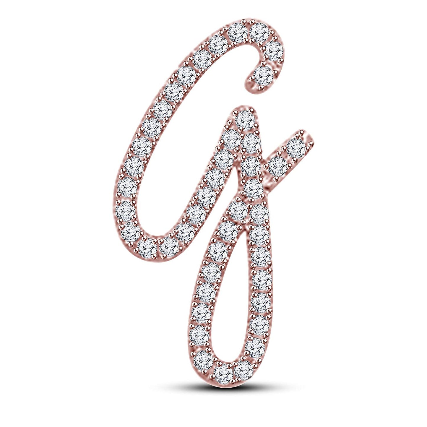 Mothers Day 14K White Gold Over .925 Sterling Silver White Cubic Zirconia Alphabet G Letter Pendant Pave Set - atjewels.in