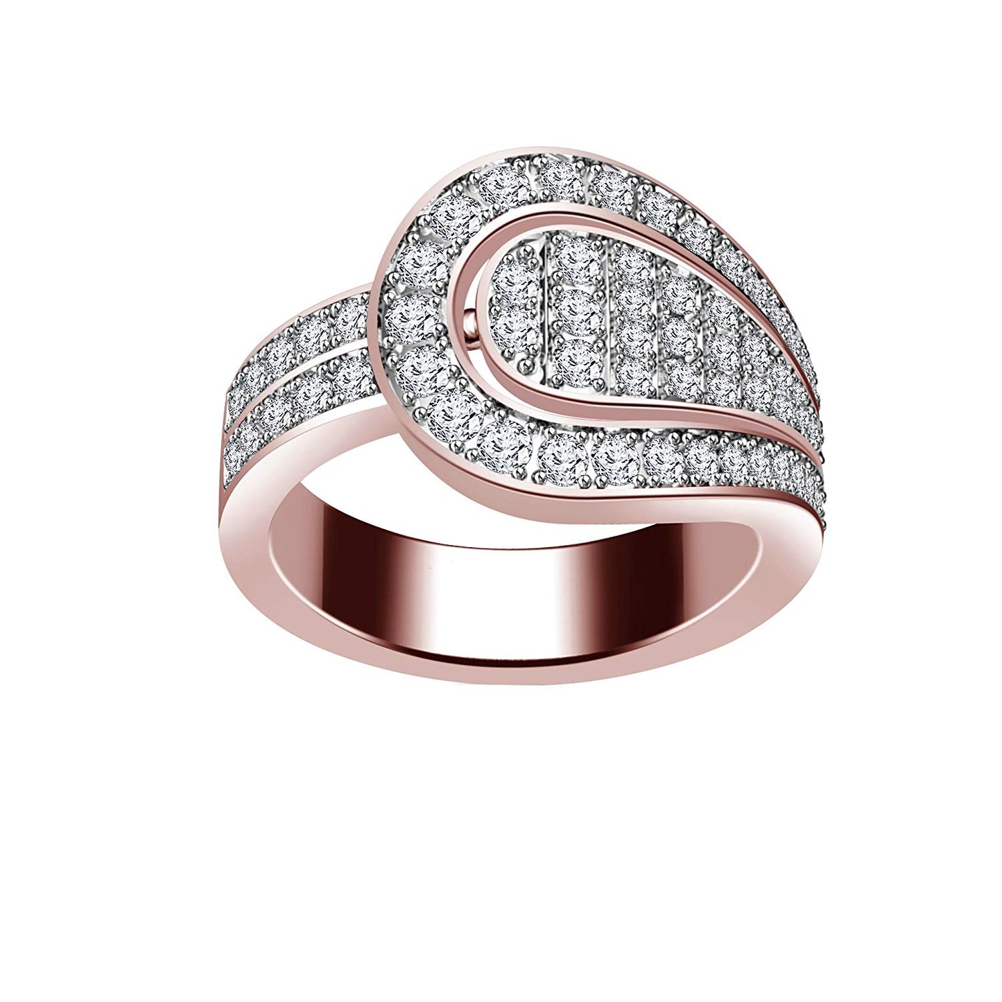 atjewels Round Cut Cubic Zirconia Three-tone Gold Over Sterling Silver Belt Buckle Ring For Women's For Holi Festival Special Offers - atjewels.in