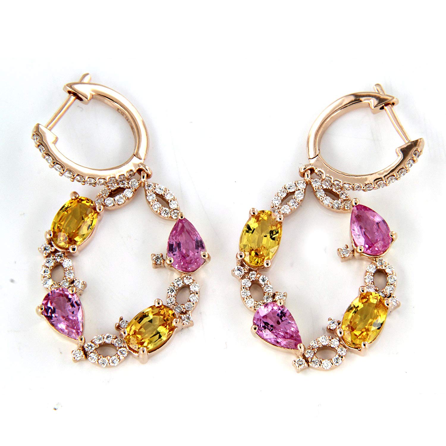 atjewels 18k Rose Gold Plated on .925 Sterling Silver Cocktail Dangle Earrings With Multicolored Stone MOTHER'S DAY SPECIAL OFFER - atjewels.in