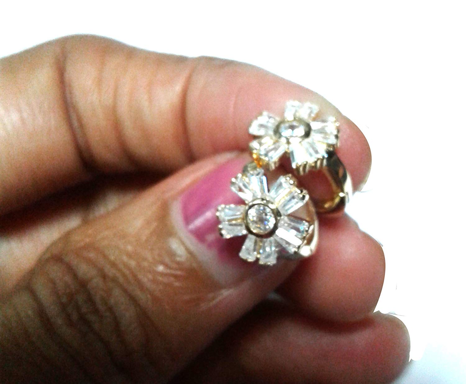 atjewels Baguette White CZ 14k Yellow Gold Over 925 Sterling Silver Hoop Earrings For Girl's and Women's For MOTHER'S DAY SPECIAL OFFER - atjewels.in