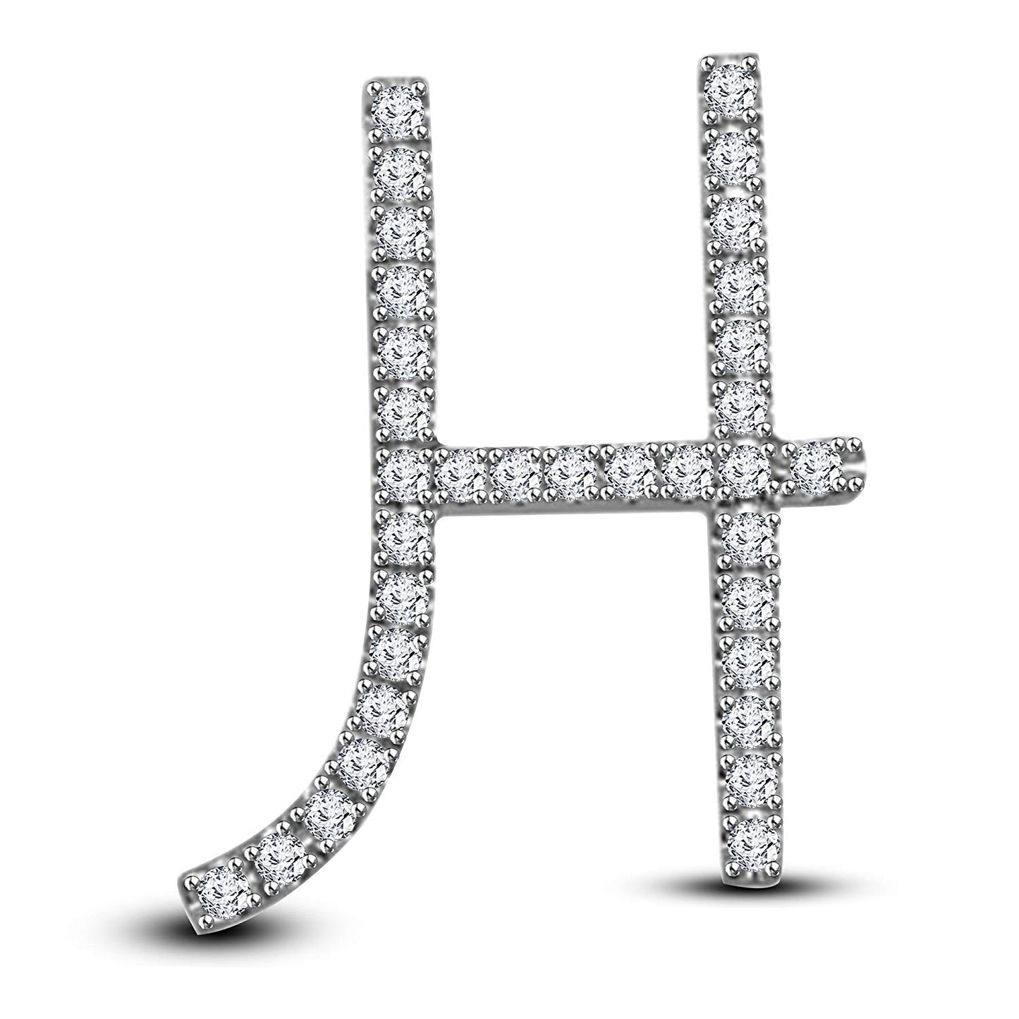 Mothers Day 14K Yellow Gold Over .925 Sterling Silver White Cubic Zirconia Alphabet H Letter Pendant Pave Set - atjewels.in