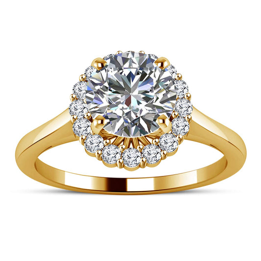 atjewels White CZ 18K Yellow Gold Over Sterling Silver Solitaire With Accents Ring For Women's MOTHER'S DAY SPECIAL OFFER - atjewels.in