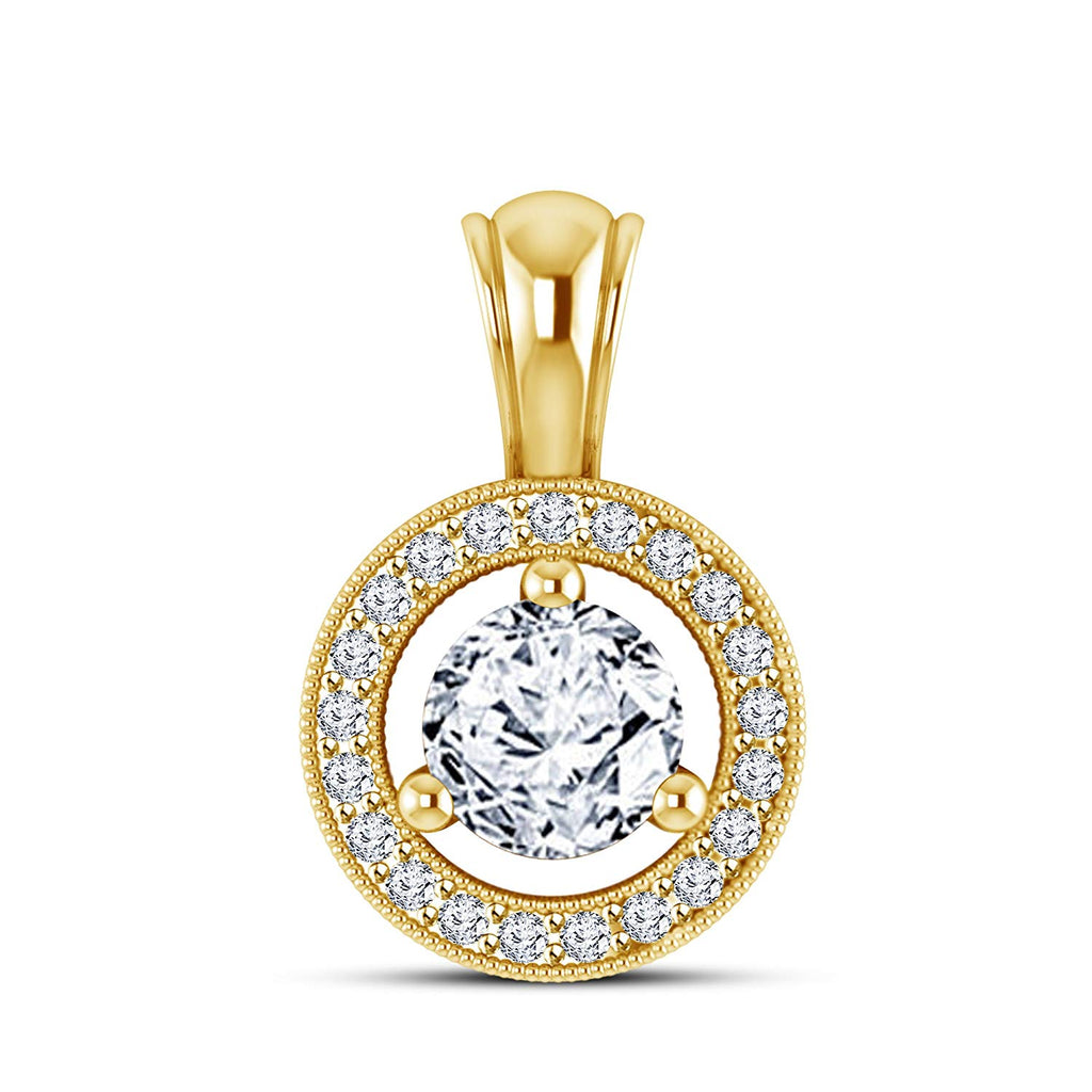 atjewels Beautiful Halo Pendant 18K Yellow Gold Over 925 Sterling Silver For Women's MOTHER'S DAY SPECIAL OFFER - atjewels.in