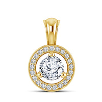 atjewels Beautiful Halo Pendant 18K Yellow Gold Over 925 Sterling Silver For Women's MOTHER'S DAY SPECIAL OFFER - atjewels.in